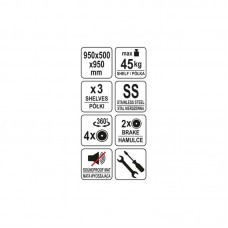 YG-09096 YATO GASTRO Carucior pentru servit, 3 raf..